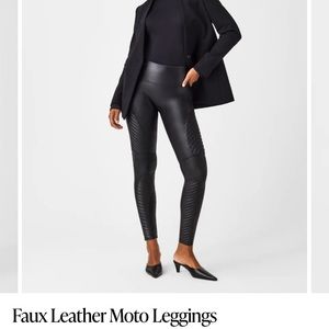 Spanx Faux leather moto legging in grey and black